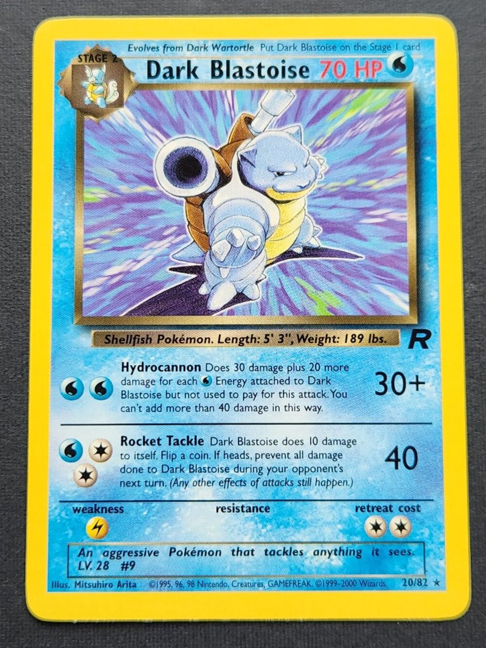 Dark Blastoise 20/82 Team Rocket Non Holo Pokemon Card 2000 WOTC Vintage Rare LP